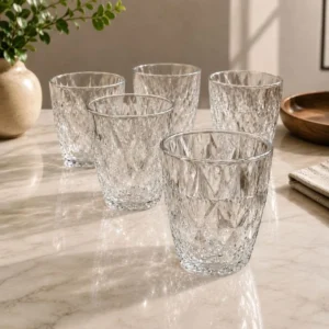 Jogo 6 Copos Baixos Diamond 300ml Vidro Resistente Diamante